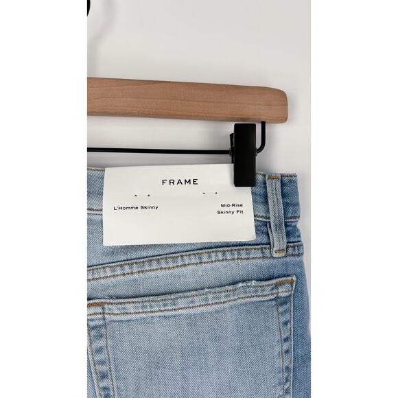 Frame L'Homme Mid Rise Skinny Denim Jeans Tubman Mens Size 31x32 New Stretch - Picture 12 of 14